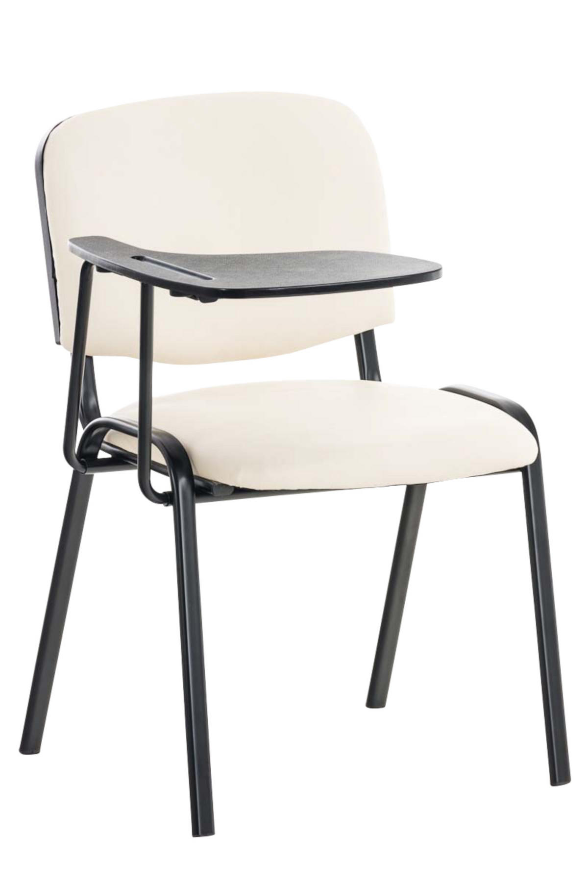 BESUCHERSTUHL 4er Set Lederlook Creme - Creme/Schwarz, Textil/Metall (53/81/71cm) - CLP