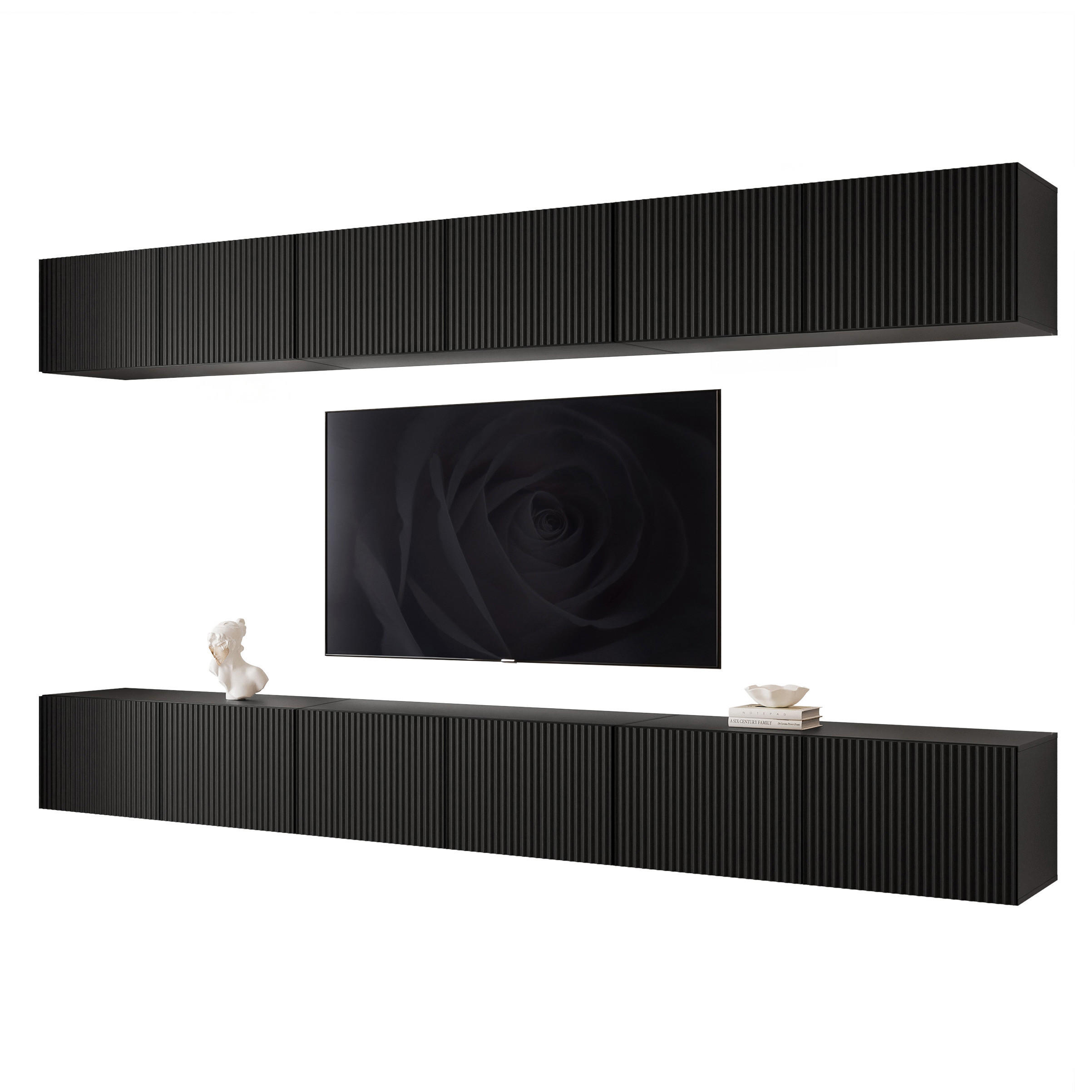 TV-LOWBOARD ANGEL VI mit LED-Beleuchtung, 300 cm Schwarz - Schwarz, Holzwerkstoff (300/36/40cm) - Idohome