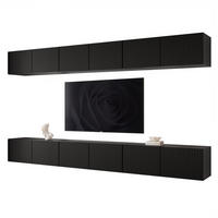 TV-LOWBOARD ANGEL VI mit LED-Beleuchtung, 300 cm Schwarz - Schwarz, Holzwerkstoff (300/36/40cm) - Idohome