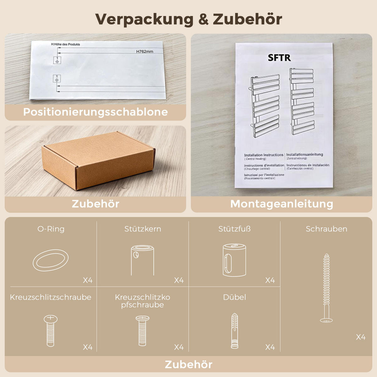 HEIZKÖRPER 132/50 cm Anthrazit Warmwasser aus Stahl 695 W mit Mittelanschluss G1/2" - Anthrazit, Metall (50/132/5.9cm) - S'AFIELINA