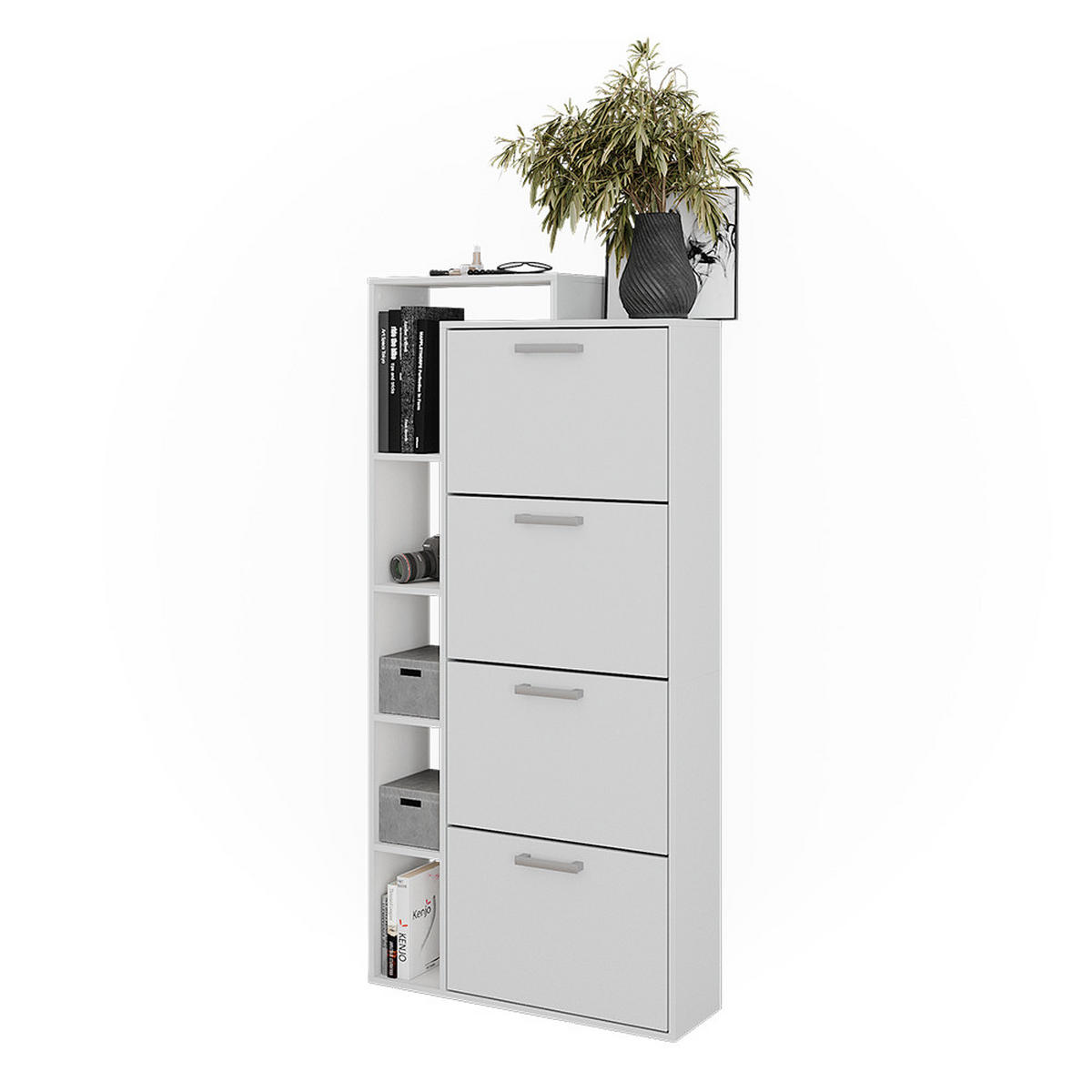 SCHUHKIPPER Orlando Weiß 80 x 166.1 cm mit 4 Fächern - Weiß, Holzwerkstoff (80/166.1/24.2cm) - Vicco