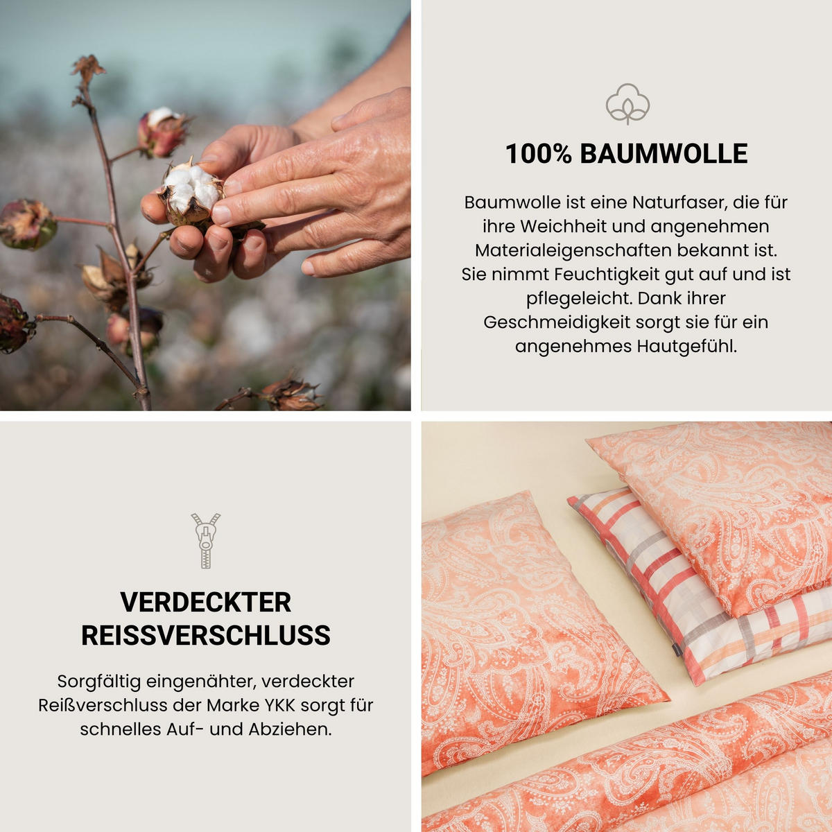 BETTWÄSCHESET Luiza - Renforcé - 2-teilig - 135x200 cm - Apricot - Dunkelrosa, Textil (135/200cm) - SCHIESSER