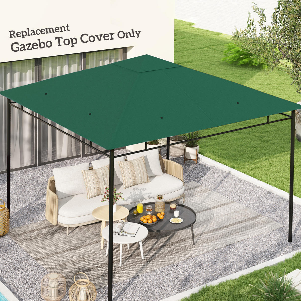 ERSATZDACH, 3x3 m für Gartenpavillon, Polyester, grün - Multicolor, Kunststoff (298/298cm) - FORIOUS