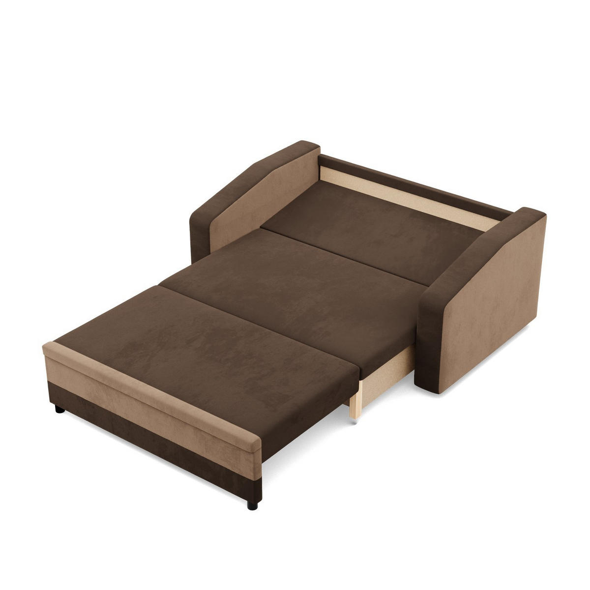 SOFA 2-SITZER MIT SCHLAFFUNKTION ORION, Dunkelbraun + Braun - Braun, Textil (148/90/87cm)