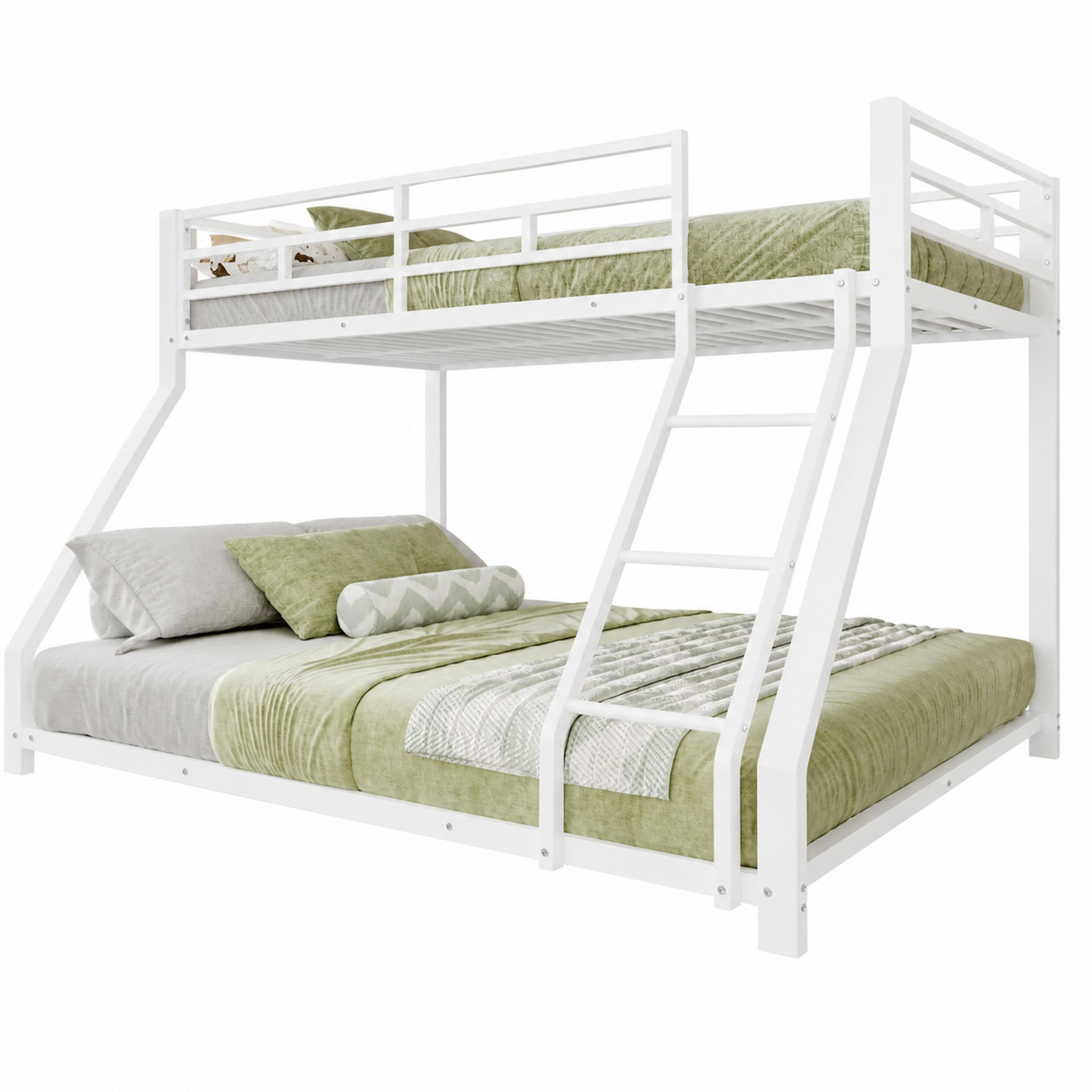 ETAGENBETT mit Treppe 90x200/140x200 cm Metall White 2er-Schlaffläche - Weiß, Metall (140/200cm) - Meubliv