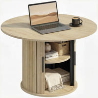 COUCHTISCH DE-15840 versteckter Stauraum mit Schiebetür Naturholz - Naturfarben, Holzwerkstoff (80/80/50cm) - ComfortXL