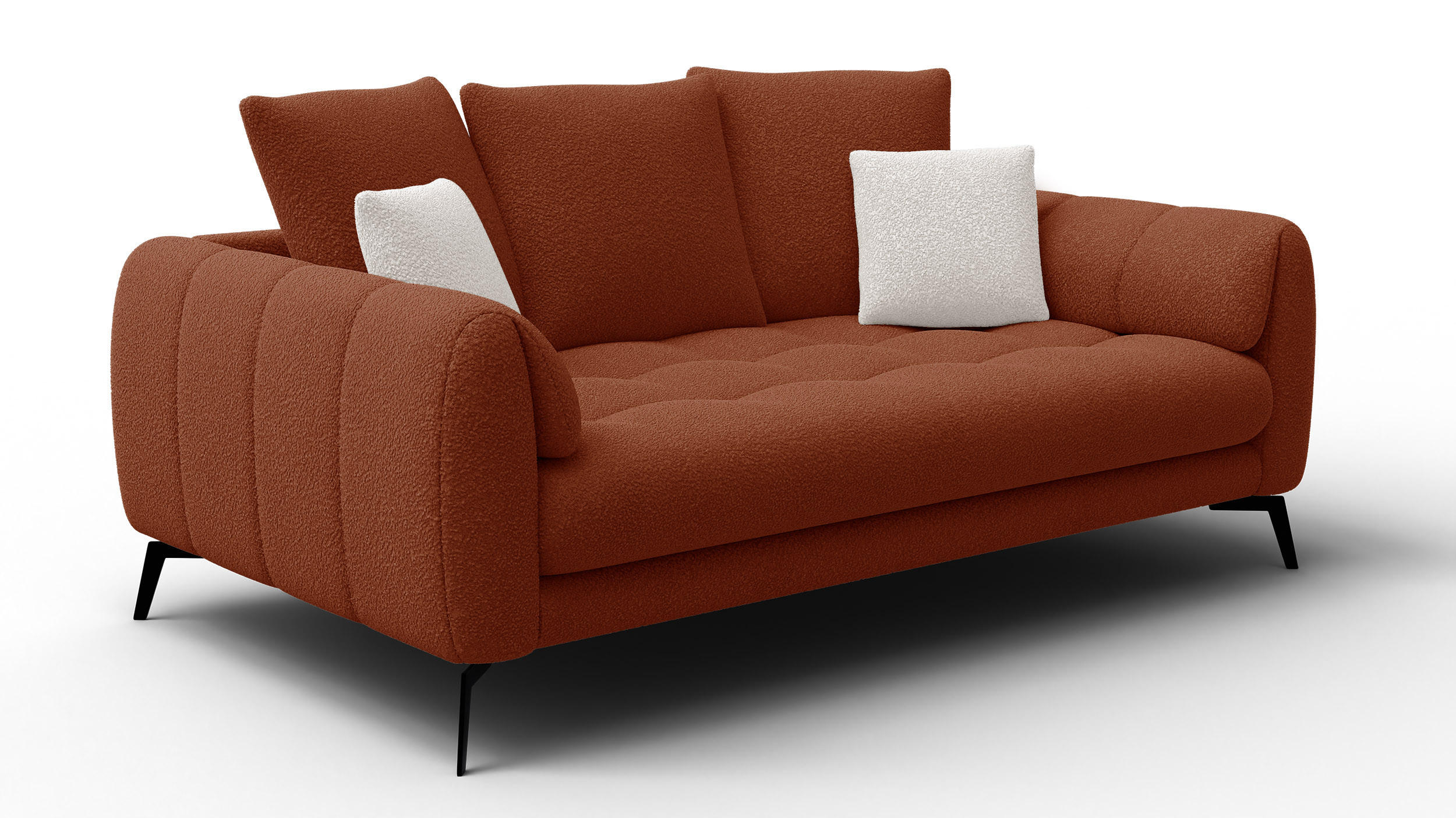 SOFA CALME 2,5-Sitzer, dunkelorange - Dunkelorange, Holz/Textil (199/92/108cm) - Courtois Laville