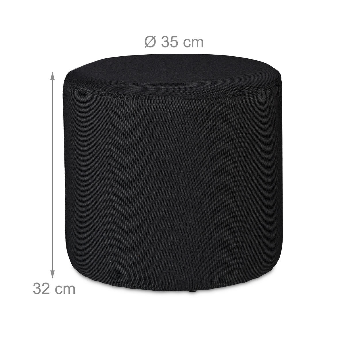 BEISTELLTISCH mit Hocker - Schwarz, Glas/Textil (40/40/40cm) - Relaxdays