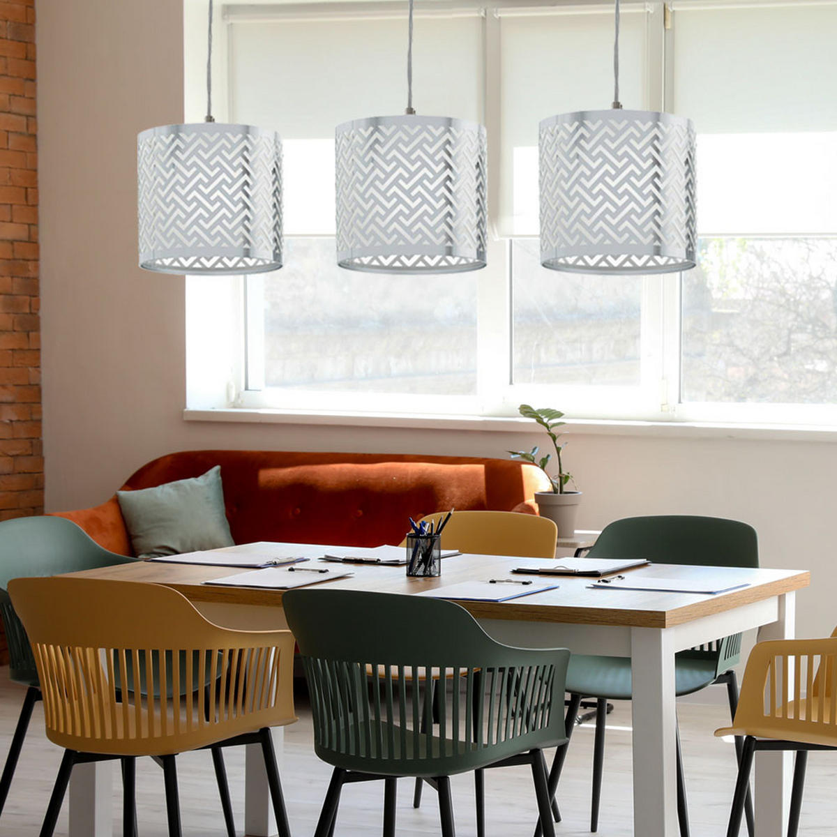 HÄNGELEUCHTE Metall Silber Muster - Silberfarben, Metall (79/17.5/110cm)