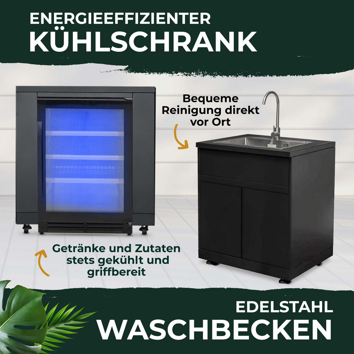 OUTDOORKÜCHE JUNGLE - Graphitfarben, Metall (268/90/58cm) - Goriller