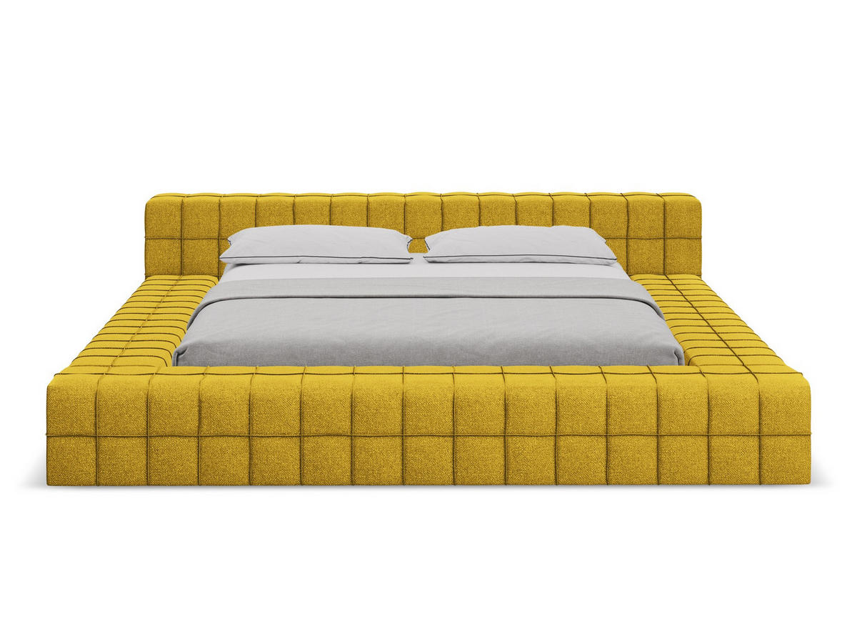 POLSTERBETT mit Lattenrost 220x260 Gelb - Currygelb/Gelb, Kunststoff/Textil (160/200cm) - Makamii