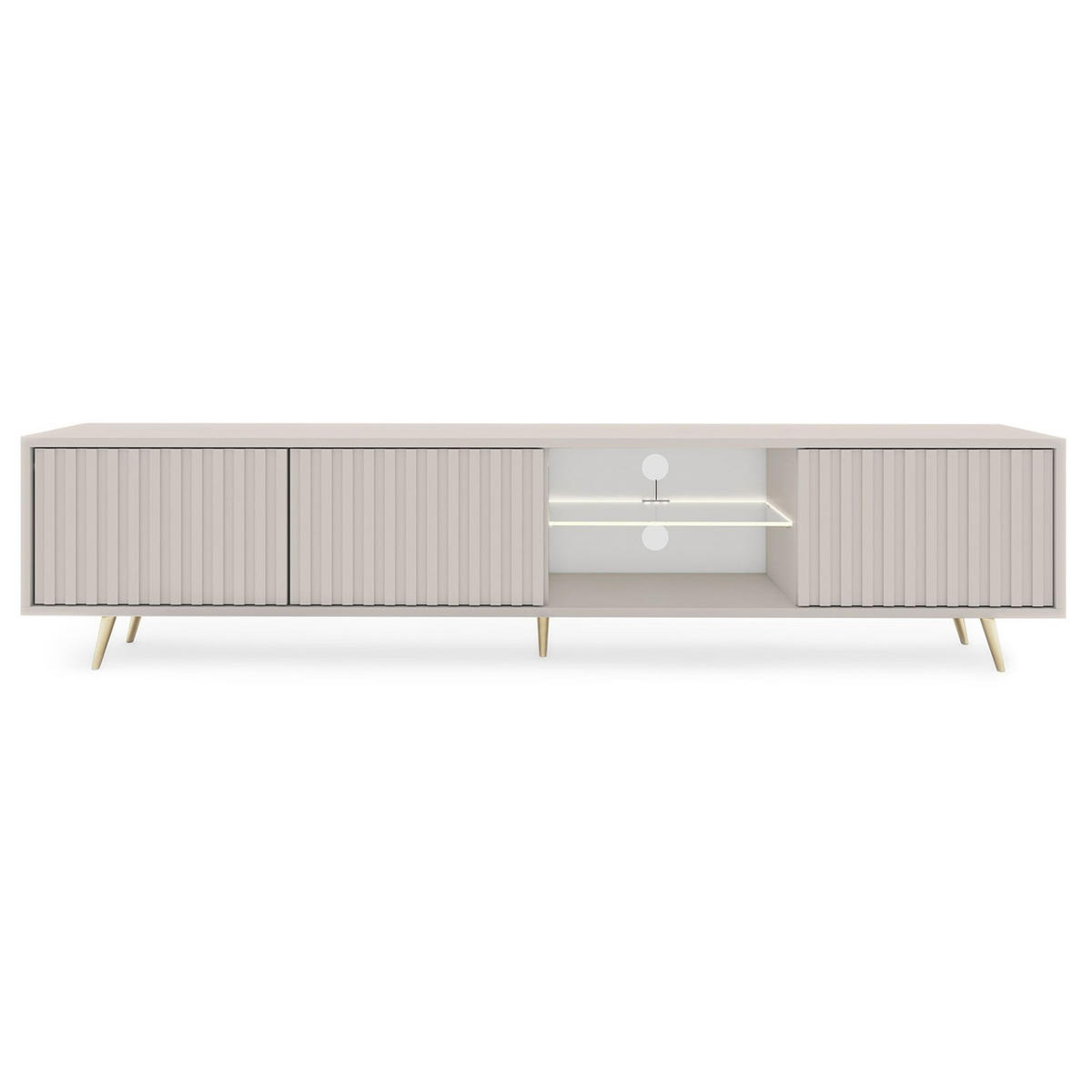 TV-LOWBOARD Bello Greige 175 cm - Taupe/Goldfarben, Holzwerkstoff/Metall (175/43.5/31.3cm) - Selsey