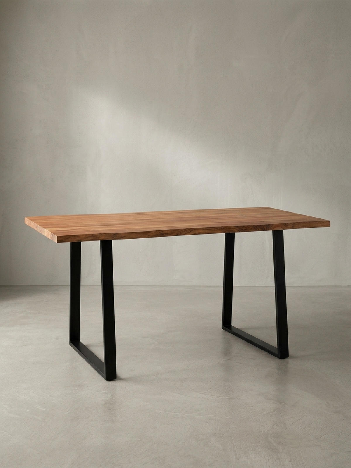 ESSTISCH Massivholz Baumkante Schwarz Metall Handgefertigt TARN, Goldbraun-Schwarz 200x100x76 cm - Schwarz/Braun, Holz (100/200/76cm) - KADIMA DESIGN