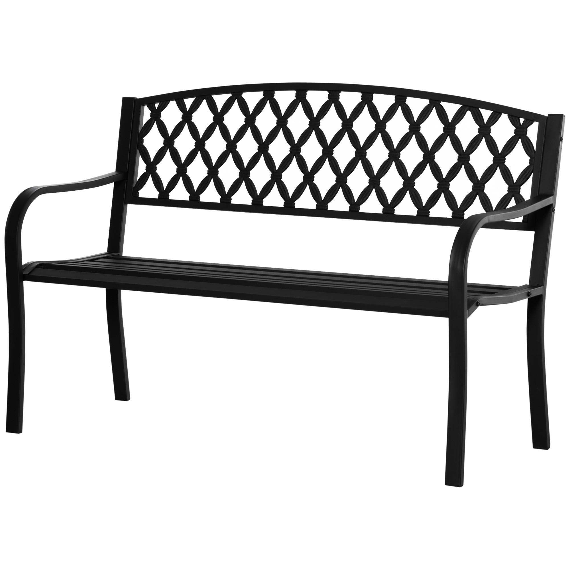 GARTENBANK,2-SITZER Stahl Gusseisen Armlehnen,schwarz - Schwarz, Metall (128/89/58.5cm) - Vallsero
