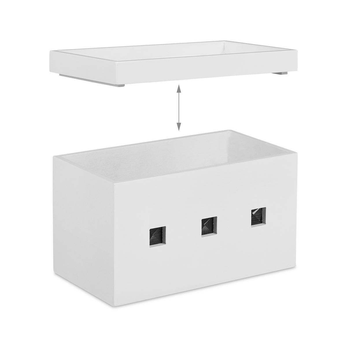 KABELBOX - Weiß, Holz (14/25.5/16.5cm) - Relaxdays