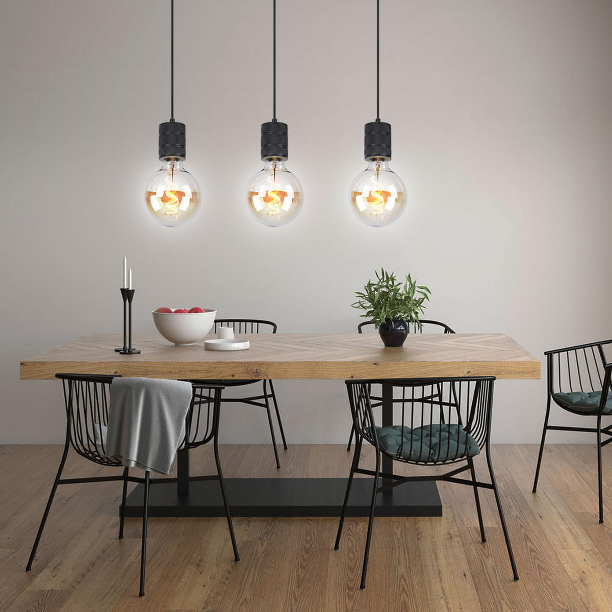 HÄNGELEUCHTE Metall Aluminium Schwarz - Schwarz, Metall (12/12/160cm) - Globo Lighting