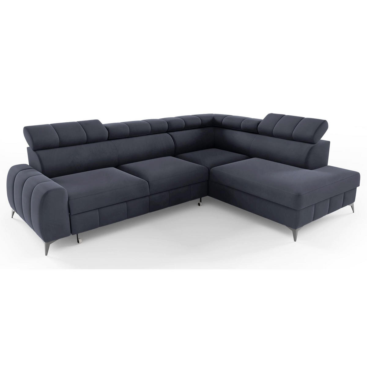 ECKSOFA London Dunkelgrau Velours - Dunkelgrau/Schwarz, Textil/Metall (203/274cm) - Selsey