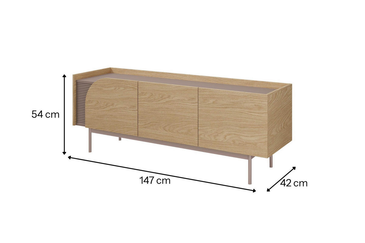 TV-LOWBOARD CARLO 10 147/54/42 cm in Frühlingseiche / Toffee - Eichefarben, Holzwerkstoff (147/54/42cm) - Deine Möbel 24