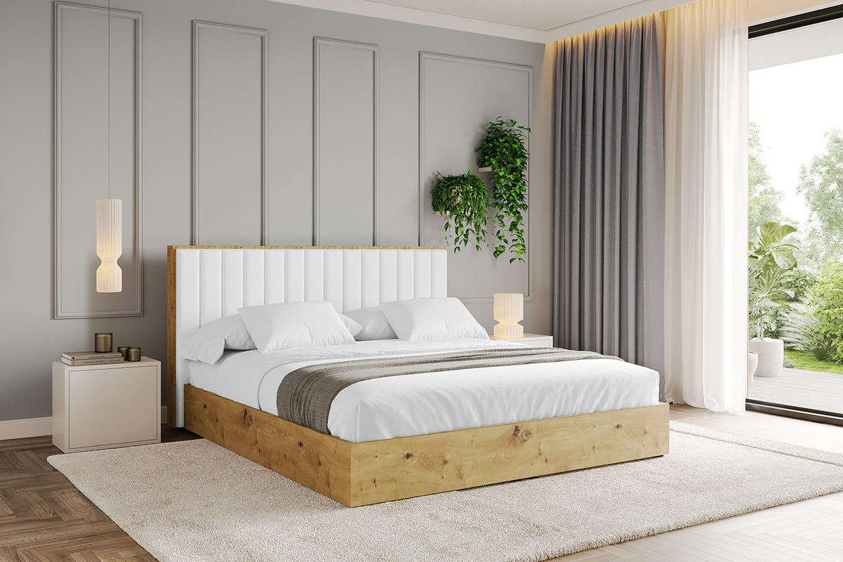 POLSTERBETT mit Bettkasten und Lattenrost, Bett mit Matratze H3/H4 - ENZO4 120x200 Weiß Kunstleder - Weiß Hochglanz, Holzwerkstoff/Textil (120/200cm) - ALTDECOR
