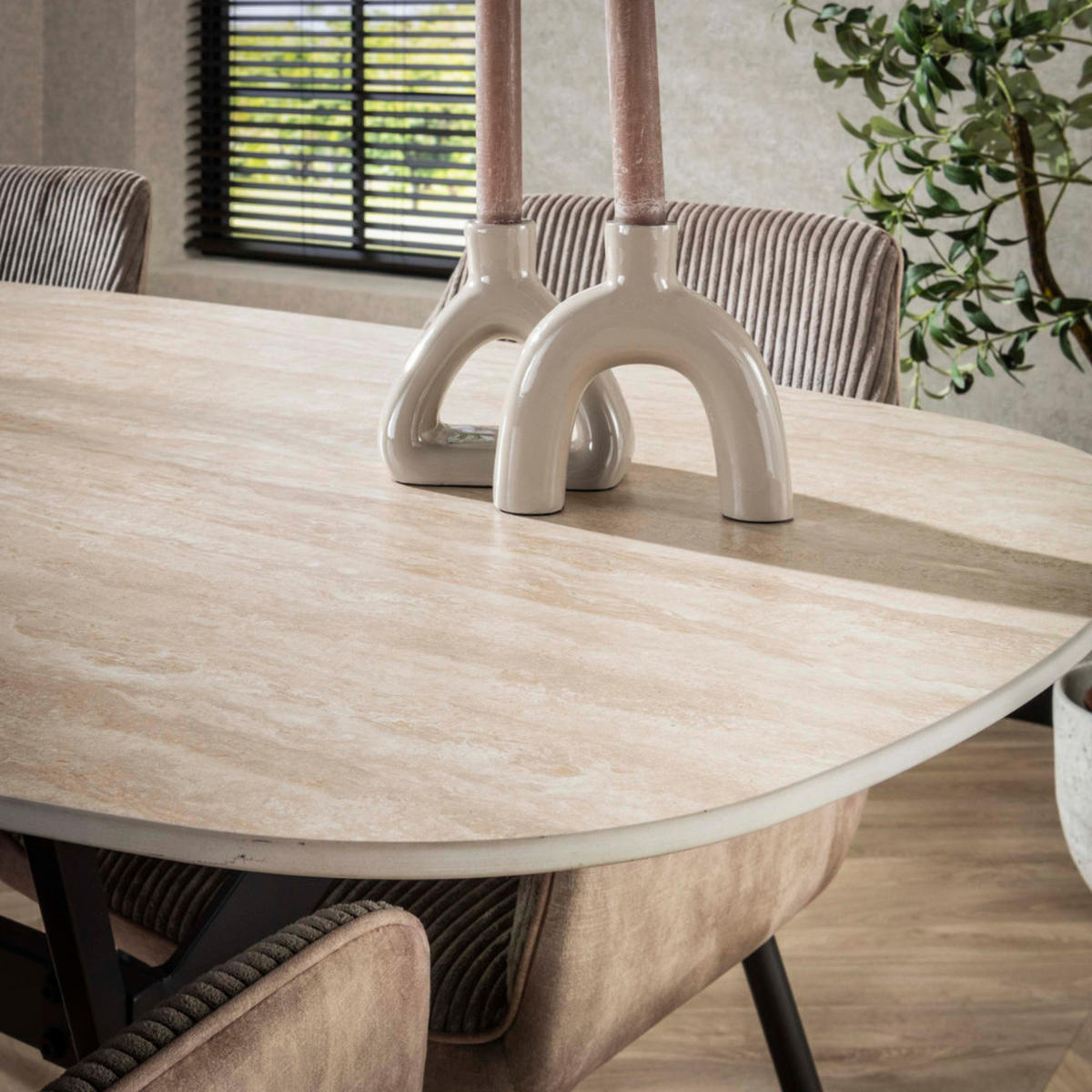ESSTISCH ROMANO LINEARE Beige Keramiktisch mit Stahlrahmen 180cm - Beige, Keramik (180/90/76cm) - alesvelt