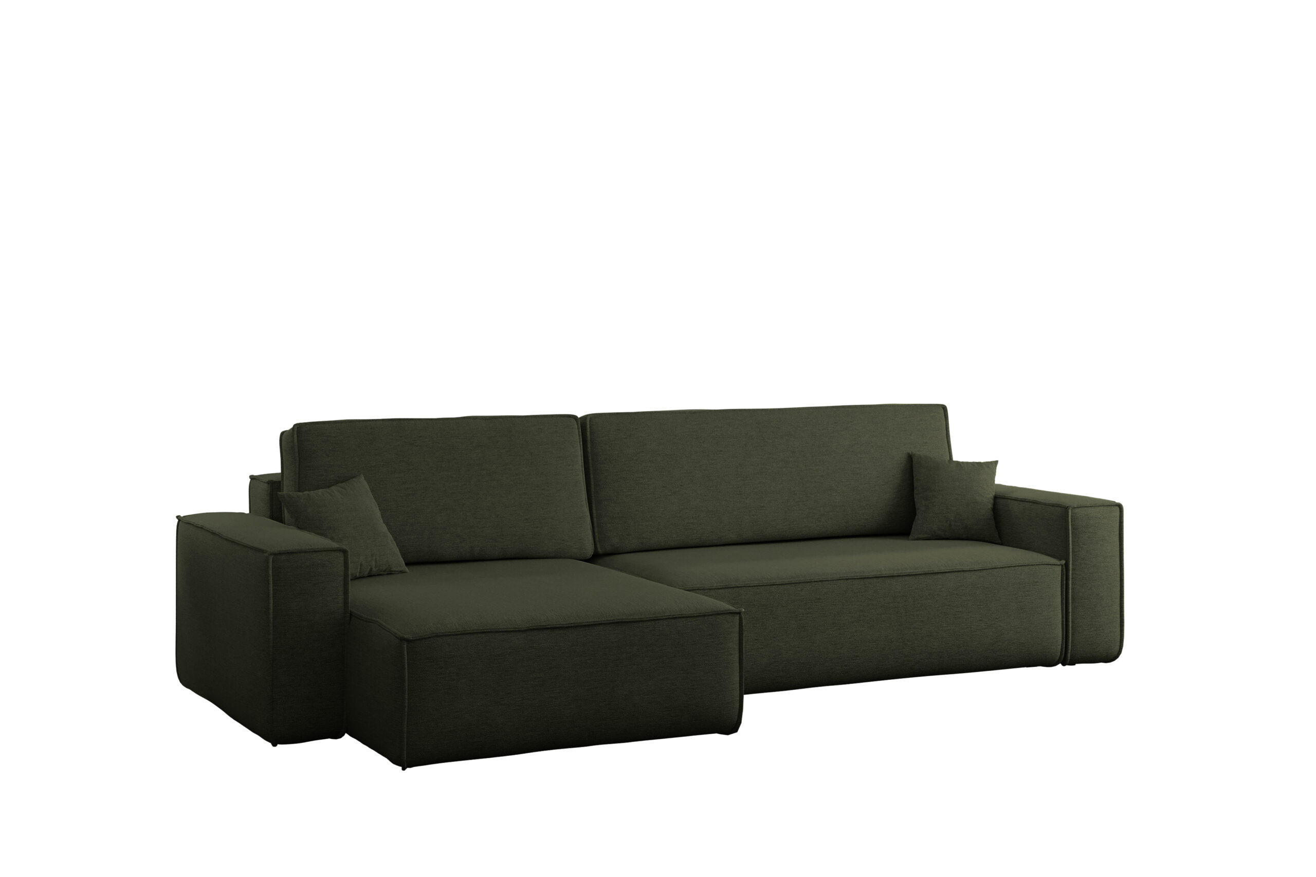 ECKSOFA Mit Schlaffunktion Und Bettkasten, Eckcouch Best XL Stoff Verita Dunkelgrün Links - Dunkelgrün, Holz (145/274cm) - Kaiser Möbel