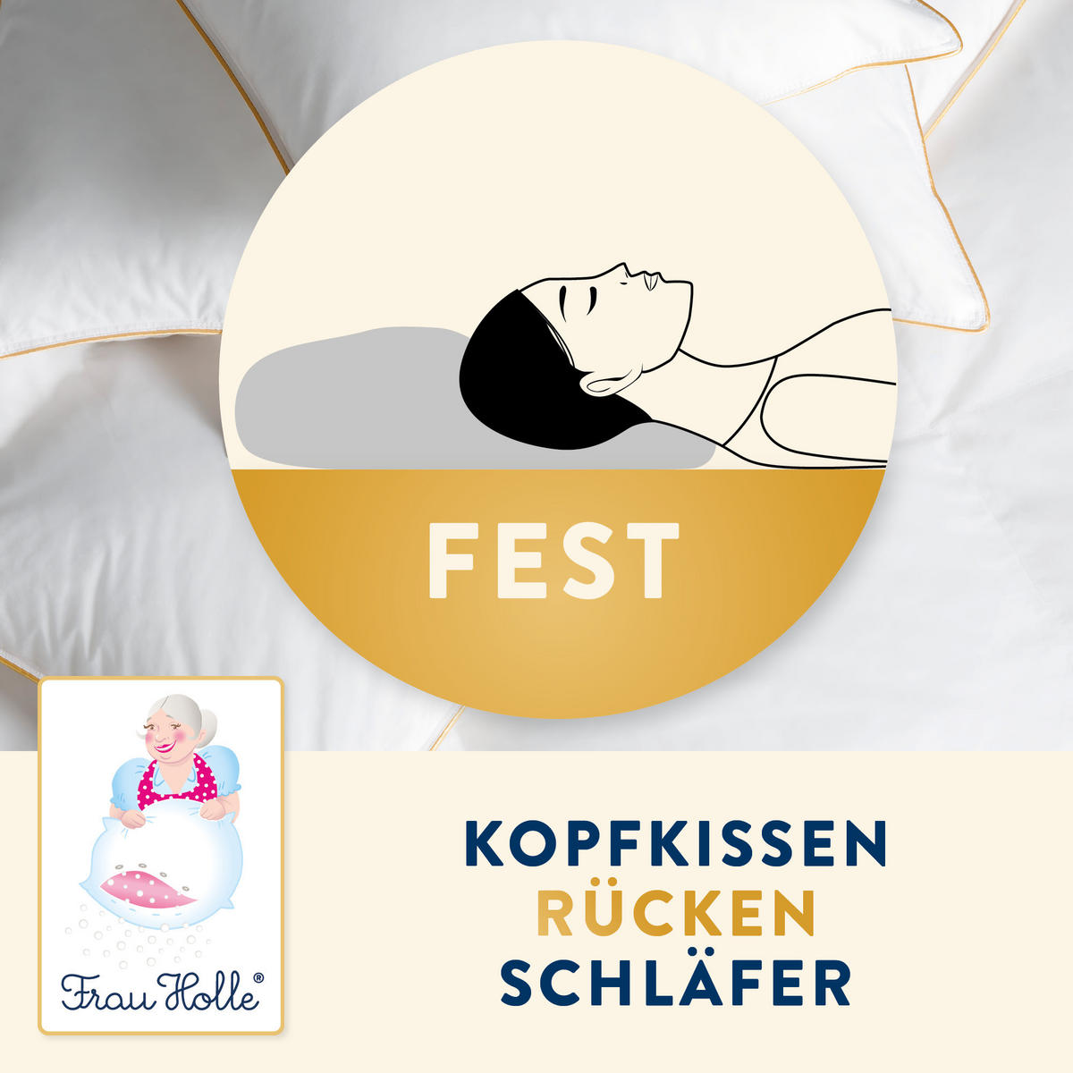 DAUNENKOPFKISSEN KLASSIK Entendaunen fest - Weiß, Naturmaterialien/Textil (80/80cm) - Frau Holle