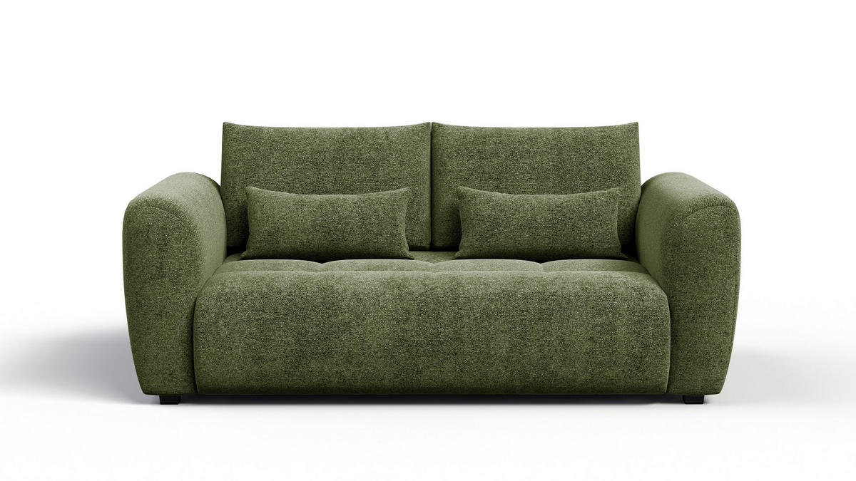 SOFA SORENO 3-Sitzer, dunkelgrün - Dunkelgrün/Schwarz, Holz/Textil (214/94/114cm) - Courtois Laville