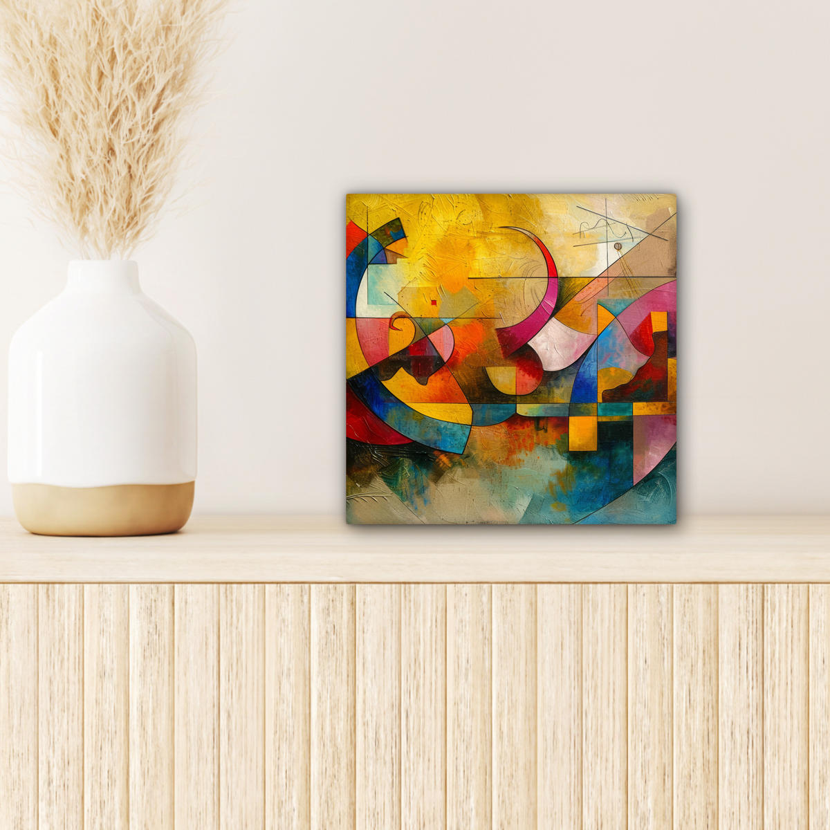 LEINWANDBILD Kunst - Abstrakt - Modern Deko Wohnzimmer 20x20 cm - Gelb, Textil (20/20cm) - MuchoWow