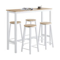 BARTISCH + 4 x BARHOCKER - Weiß, Holzwerkstoff (120/100/40cm) - SoBuy