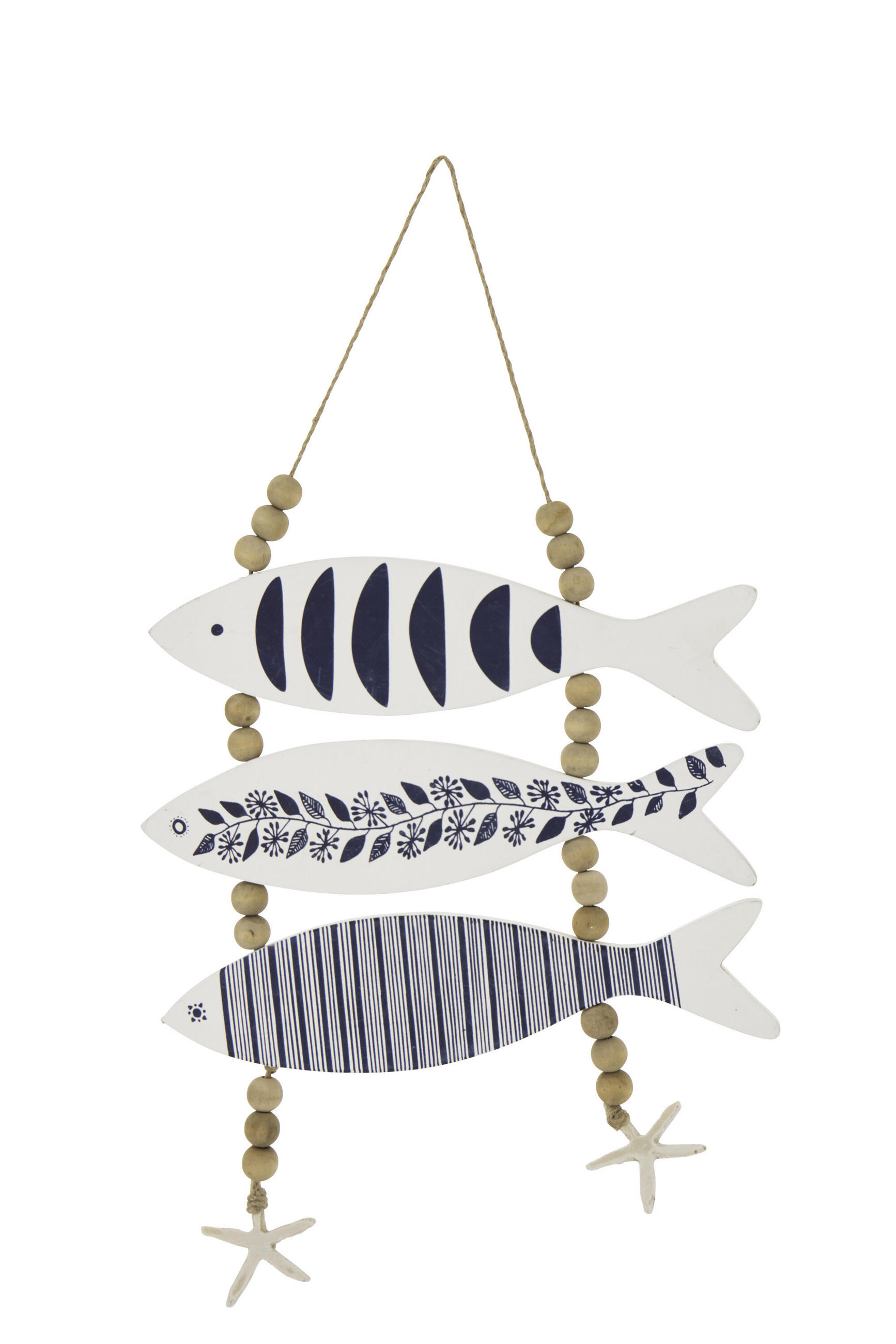 AUFHÄNGER FISCHMUSTER (4ER SET) - Blau, Holz (2/53/32.5cm) - J-Line