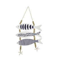 AUFHÄNGER FISCHMUSTER (4ER SET) - Blau, Holz (2/53/32.5cm) - J-Line