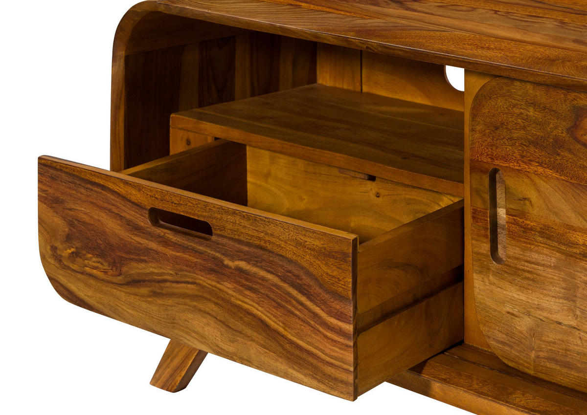 TV-BOARD Sheesham 260x40x48 hellbraun lackiert MAILAND #128 - Braun, Holz (260/48/40cm) - Massivmoebel24