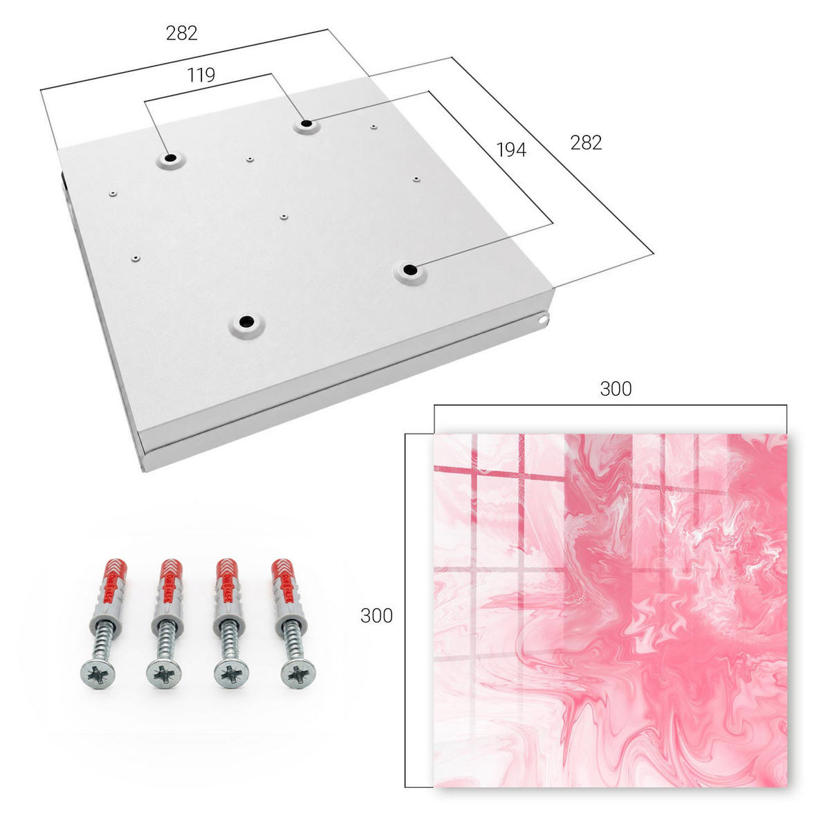 SCHLÜSSELBOX Weiß 30x30 cm – Türöffnung nach rechts - Pink Zephyr - Pink, Metall (30/30/5cm) - TULUP