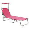 KLAPPLIEGE mit Sonnendach Rosa Aluminium - Pink, Textil (57.5/27/187cm) - furnicato