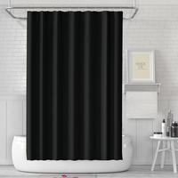 DUSCHVORHANG Schwarz Polyester schimmelresistent wasserdicht waschbar mit Ringen - Schwarz, Textil (180/180cm) - MCBOSON