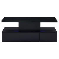 COUCHTISCH Schwarz, 100/50/39 cm mit LED und Schublade - Schwarz, Holzwerkstoff (50/100/39cm) - PANGIVO