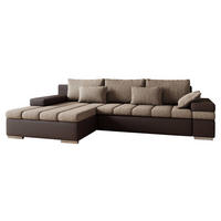 ECKSOFA Bangkok, Seite: Links - Silberfarben/Braun, Holz/Textil (310/175cm) - MIRJAN24