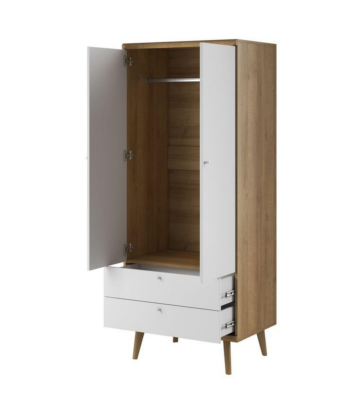 KLEIDERSCHRANK – PSZ80 – 80 cm – Primo – Weiß / Sonoma Eiche - Weiß, Holzwerkstoff (80/197/56cm) - hi-markt