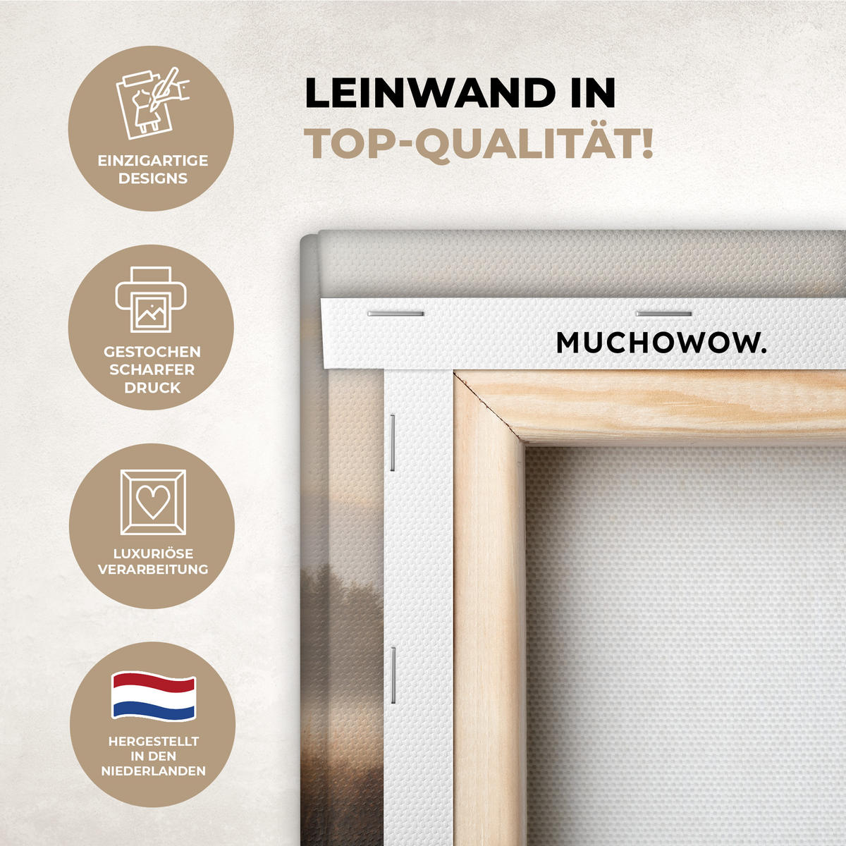 LEINWANDBILD Gras - Morgennebel - Kreuz - Christentum Deko Schlafzimmer 30x20 cm - Beige, Textil (30/20cm) - MuchoWow