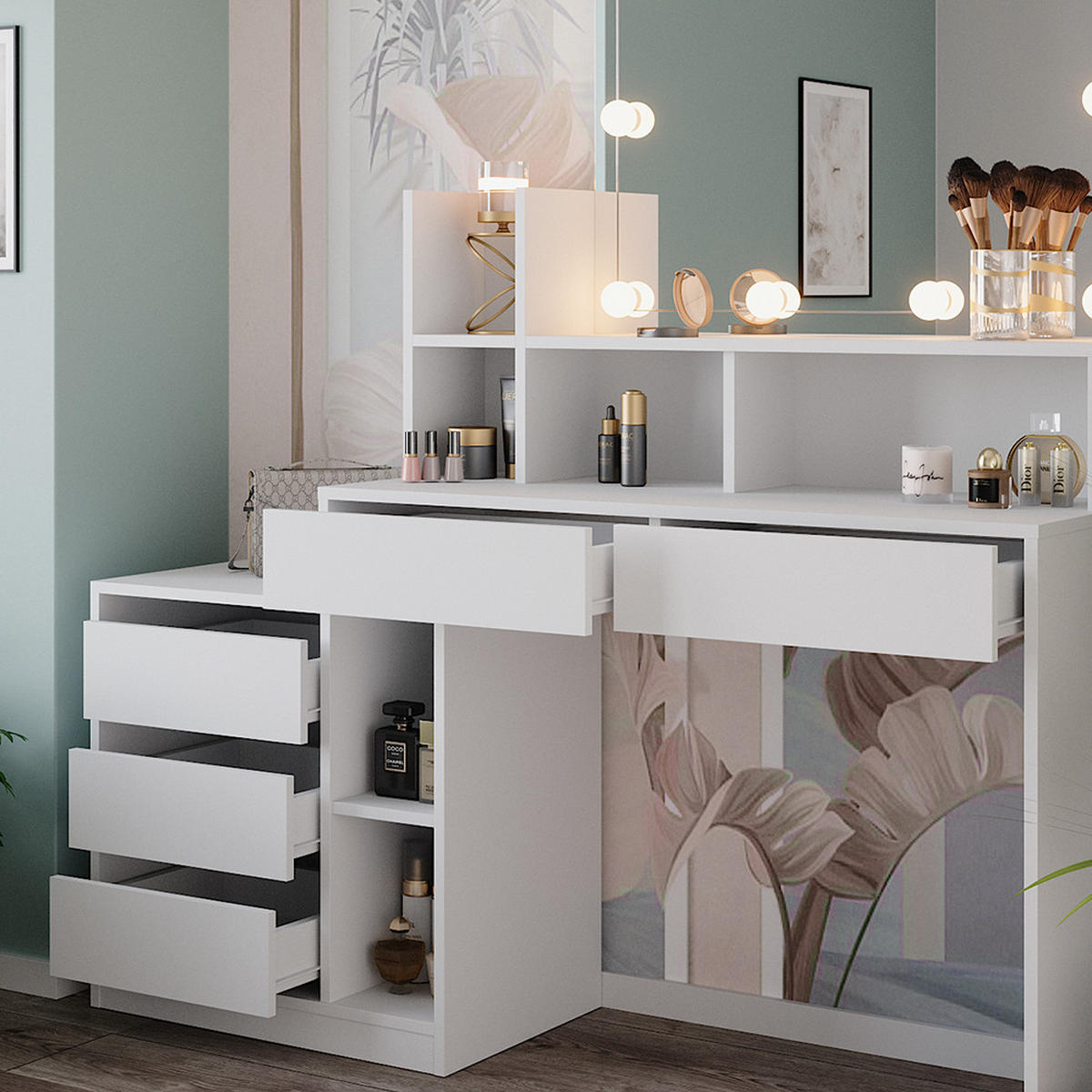 TOALETNÍ STOLEK Anja Bílá - bílá, kompozitní dřevo (139.8/115/40cm) - Vicco