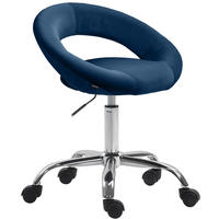 HOCKER Samt blau - Blau, Textil/Metall (53/66/47cm) - CLP