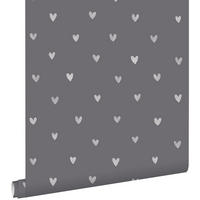 TAPETE Herzchen 53 cm x 10.05 m - Grau, Papier (53/0.1cm) - ESTAhome