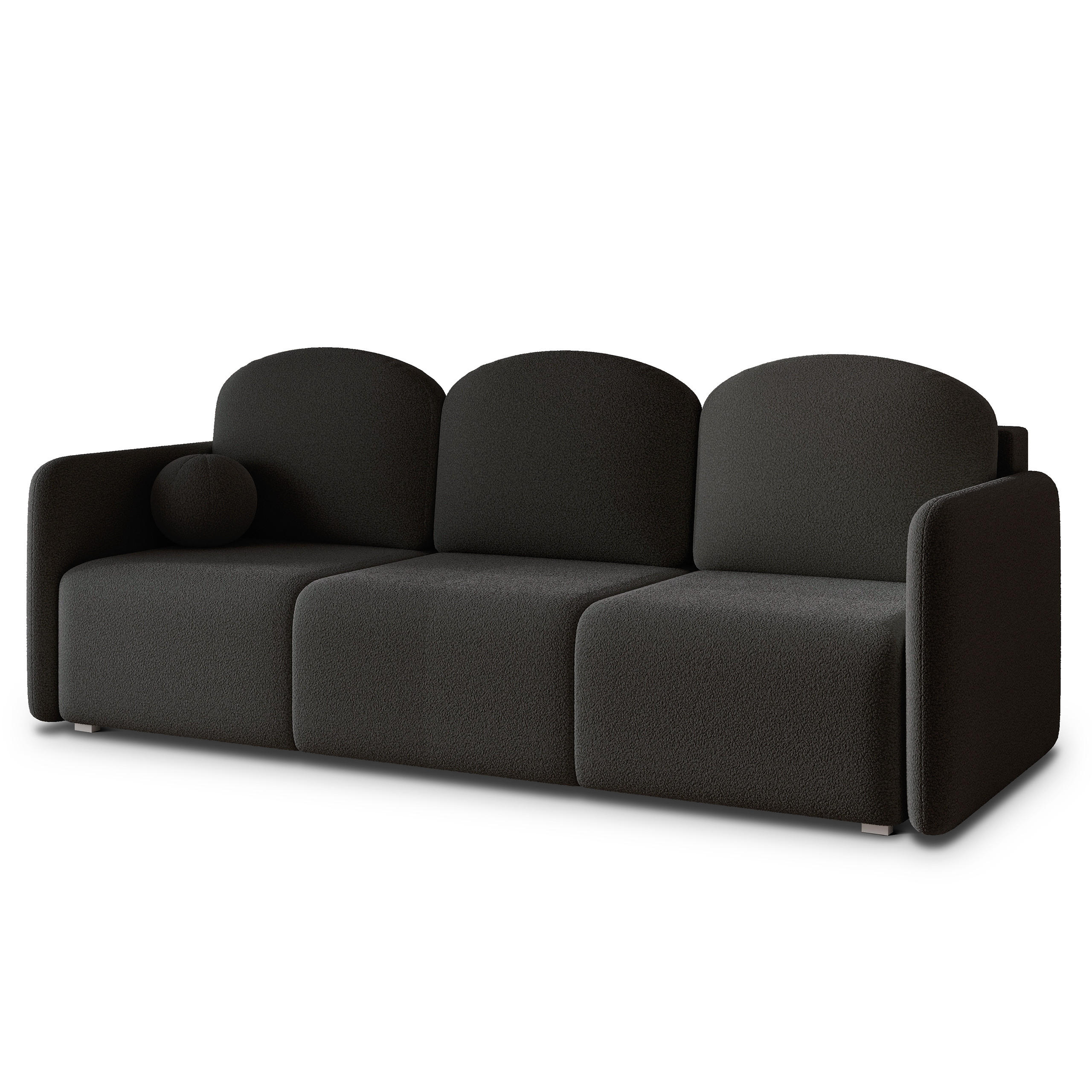 BETTSOFA SUVI III Q Schwarz Bucle-Stoff mit Schlaffunktion - Schwarz, Textil (220/85/90cm) - MASSENO
