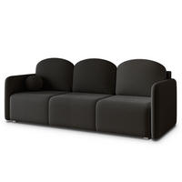 BETTSOFA SUVI III Q Schwarz Bucle-Stoff mit Schlaffunktion - Schwarz, Textil (220/85/90cm) - MASSENO