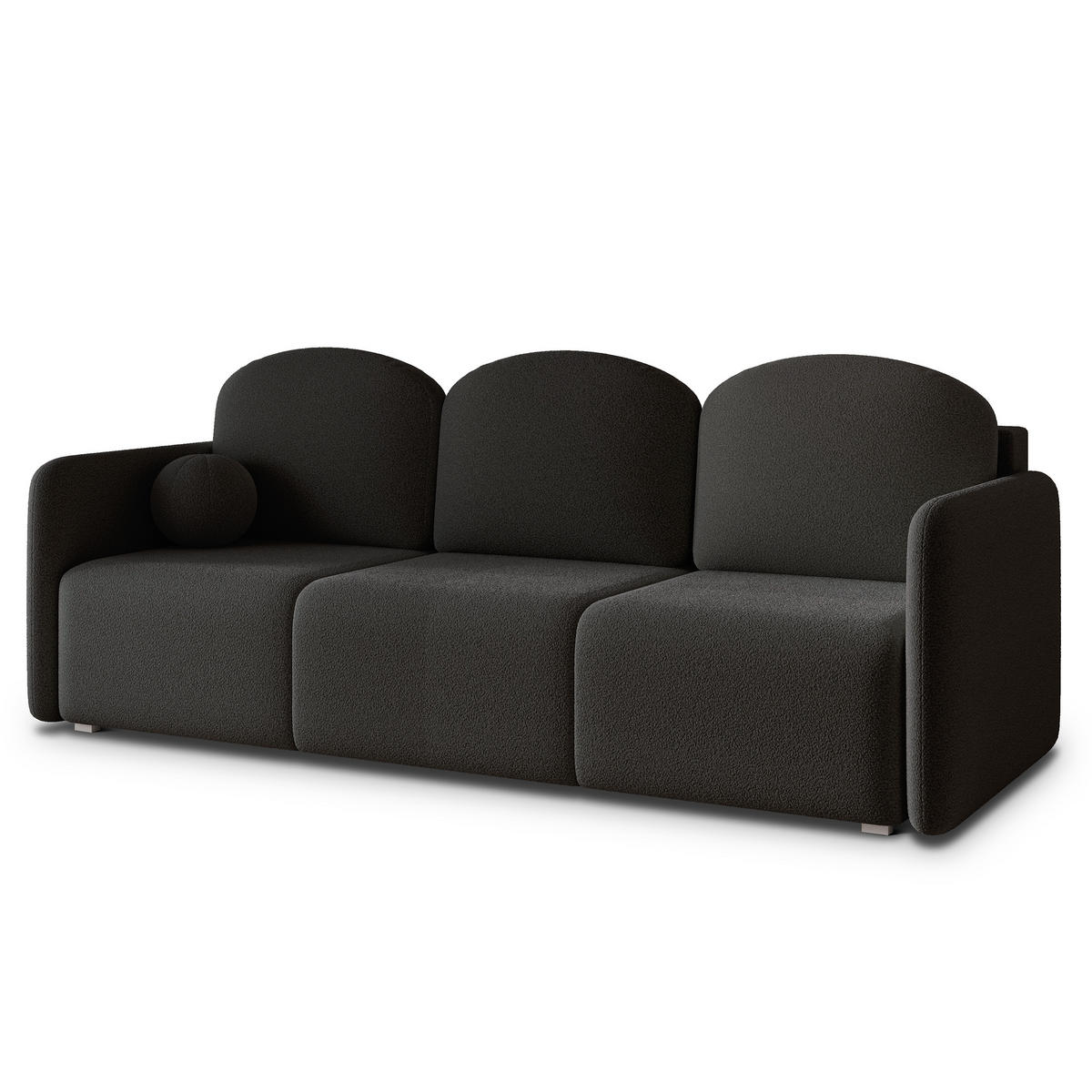 BETTSOFA SUVI III Q Schwarz Bucle-Stoff mit Schlaffunktion - Schwarz, Textil (220/85/90cm) - MASSENO