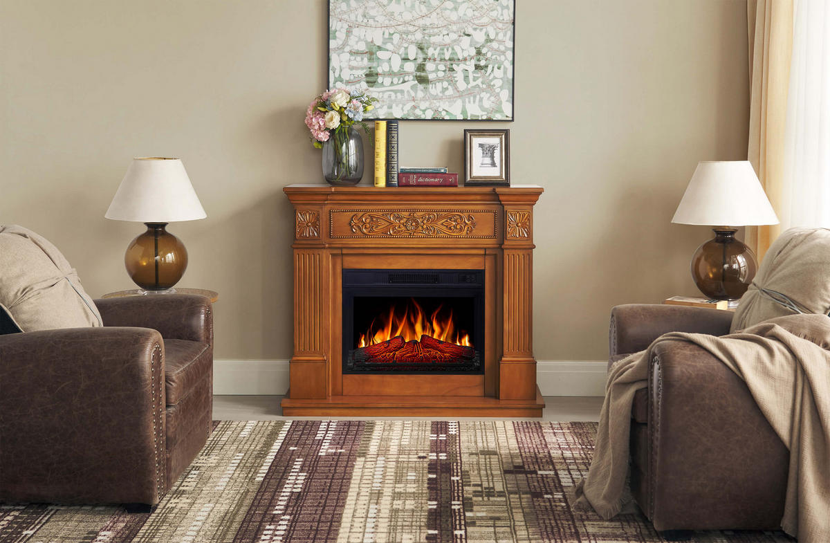 ELEKTROKAMIN Toscana AF23S Eiche – Breite 107 cm, 3D-Flammeneffekt, LED-Beleuchtung, Heizfunktion - Braun, Glas/Holzwerkstoff (106.6/92.5/37cm) - ArtiFlame