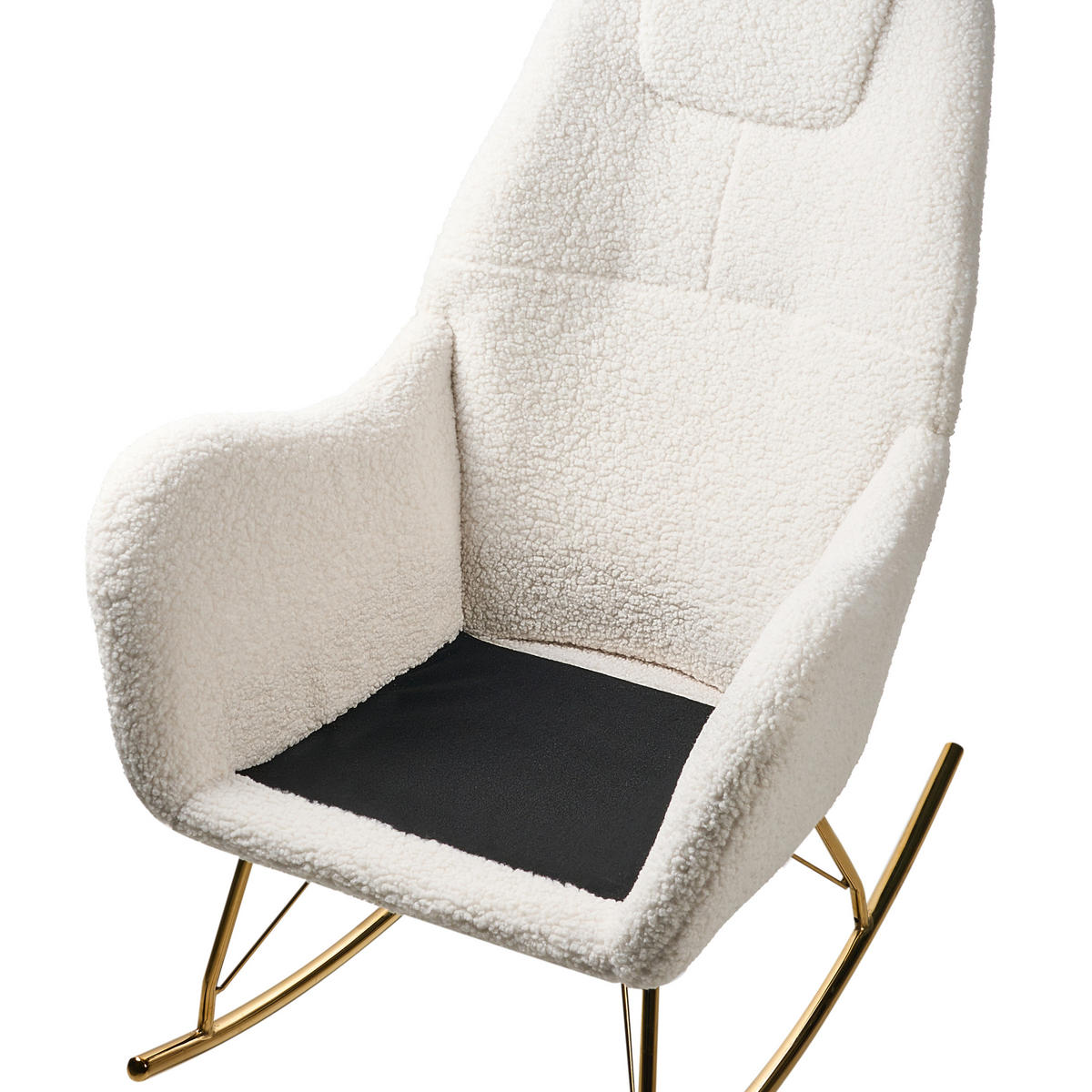 SCHAUKELSESSEL Cremeweiß Gulsele - Goldfarben/Weiß, Textil (70/105/95cm) - Beliani