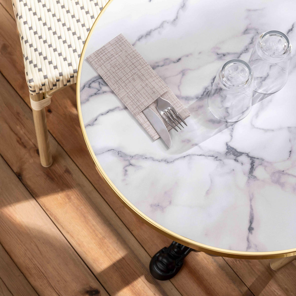 GARTENSET 3-tlg., Weiß - Grau, Holzwerkstoff - Oviala