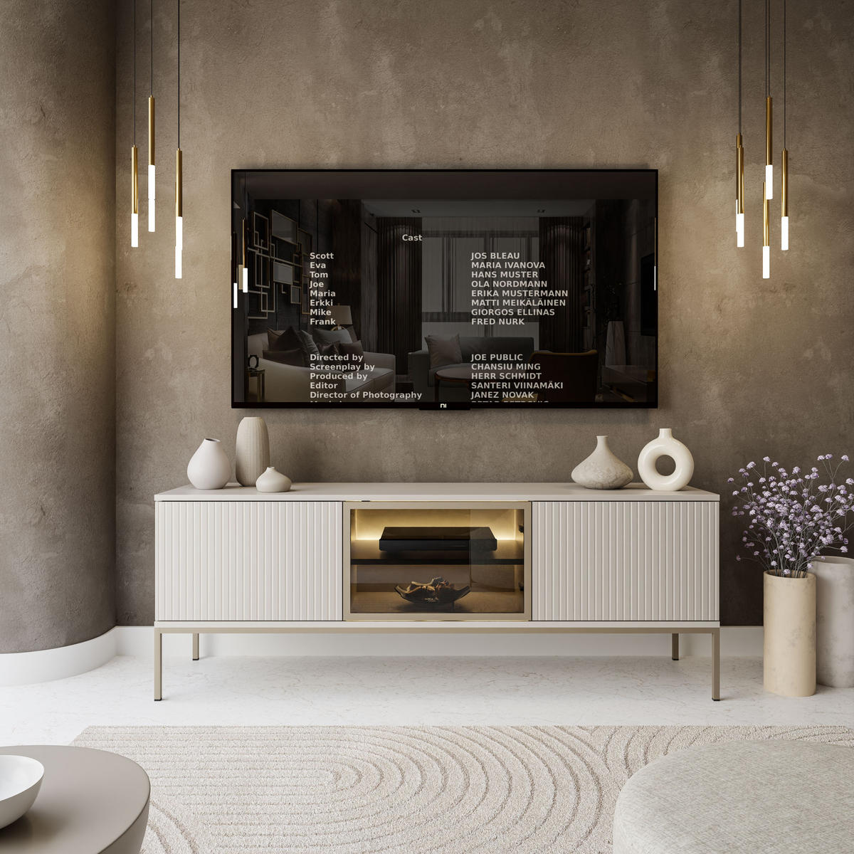 TV-ELEMENT ECLIPSE 154 KASCHMIR mit Beleuchtung,KASCHMIR - Kaschmir, Holzwerkstoff (154/56/39cm) - Lookway