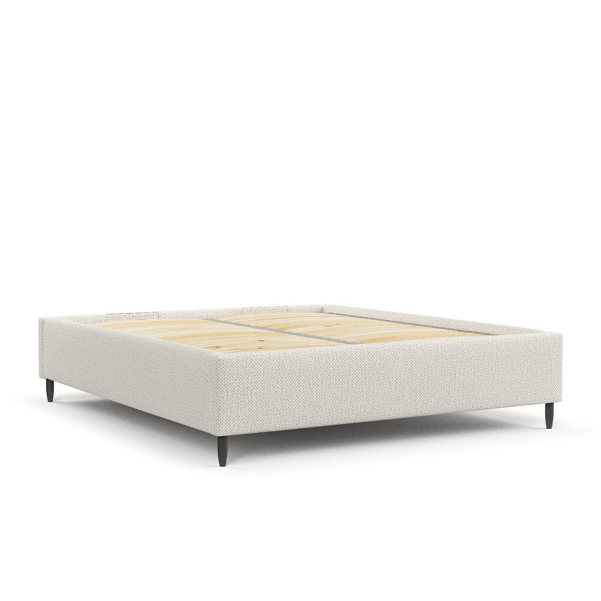 POLSTERBETT Larch Creme 140/200 cm im Chenille-Stoff - Creme/Schwarz, Holz/Holzwerkstoff (140/200cm) - Maison de Reve